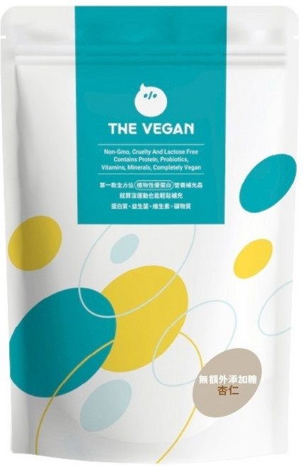 THE VEGAN 樂維根 無加糖 植物性優蛋白粉 杏仁口味, 1kg, 1袋