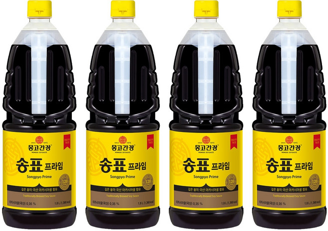 몽고간장 송표 프라임 양조간장, 1.8L, 4개
