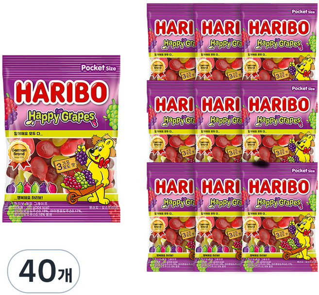하리보 해피 그레이프 젤리, 100g, 40개