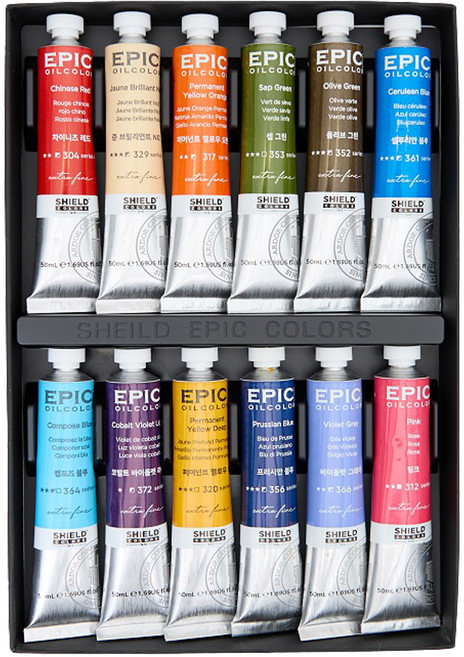 쉴드 에픽 유화 물감 B세트, 50ml, 12색