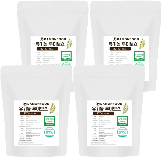 담온푸드 유기농 루이보스 티백, 1g, 4개, 20개입