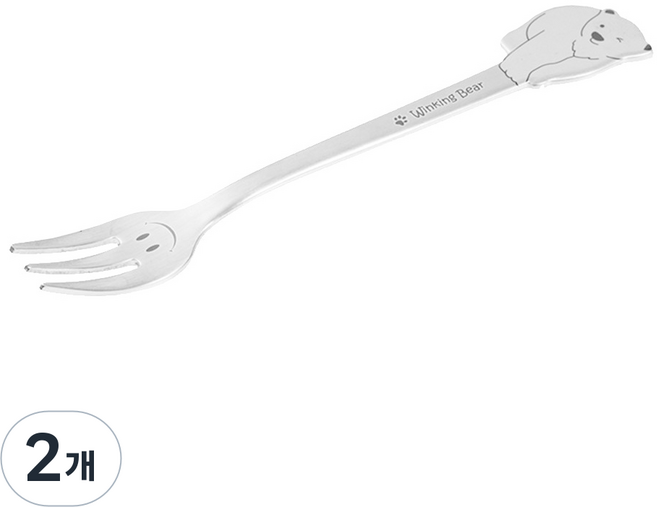 테이블아트 국산 윙킹베어 티포크, 혼합 색상, 2개