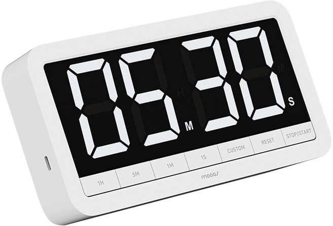 무아스 빅플러스 LED 충전식 타이머 20cm, 화이트, 1개