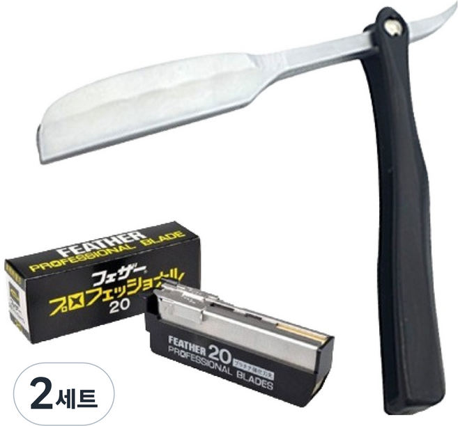 그레이거 클래식 싱글면도기 외날용 GR-102S + 페더 면도기날 PB-20 세트, 2세트, 싱글면도기 외날용 + 페더 면도기날(20p)