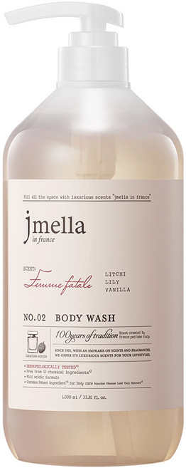 제이멜라 인 프랑스 팜므파탈 바디 워시 프루티 리치향, 1L, 1개