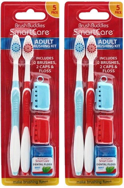 브러쉬버디즈 스마트케어 칫솔세트 칫솔 2p + 칫솔캡 2p + 치실, 2세트 - 쿠팡