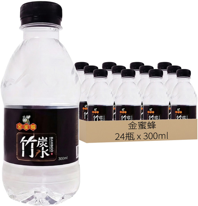 金蜜蜂 竹炭飲用水, 300ml, 24瓶
