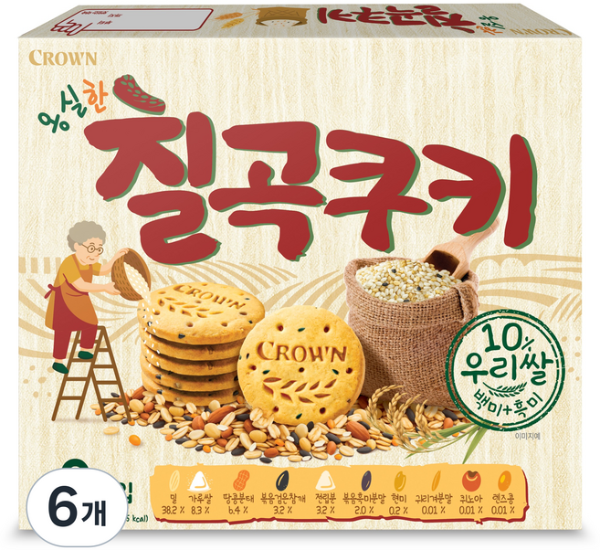 크라운 옹실한 칠곡쿠키, 216g, 6개