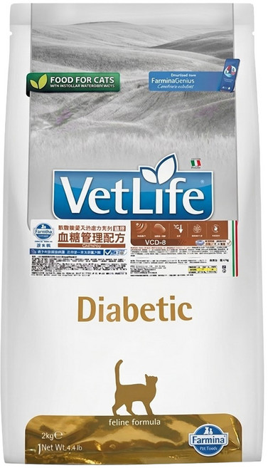 Farmina 法米納 VetLife VCD-8 貓用處方血糖管理 乾飼料, 1袋, 2kg, 脫水雞肉