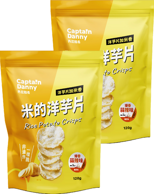Captain Danny 丹尼船長 米的洋芋片 爆香蒜辣味, 120g, 2包