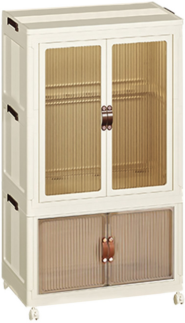 FAmILyLIFE 生活 隨意配 雙層折疊收納衣櫃 雙開門款, 米白色