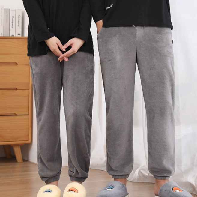 턴키 커플용 빅사이즈 극세사 밴딩 파자마 수면바지