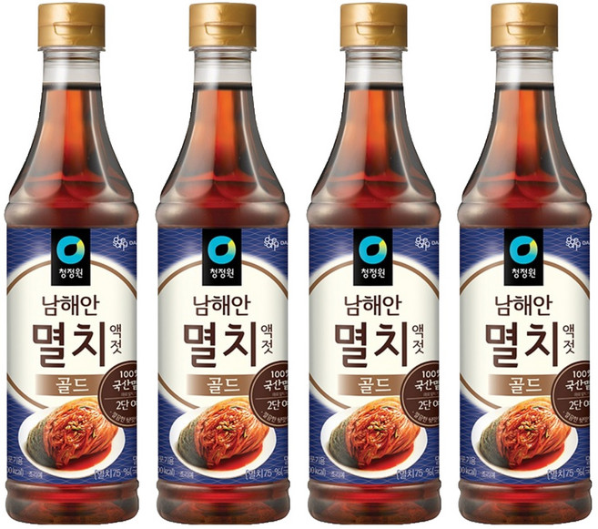 청정원 남해안 멸치액젓 골드, 1kg, 4개
