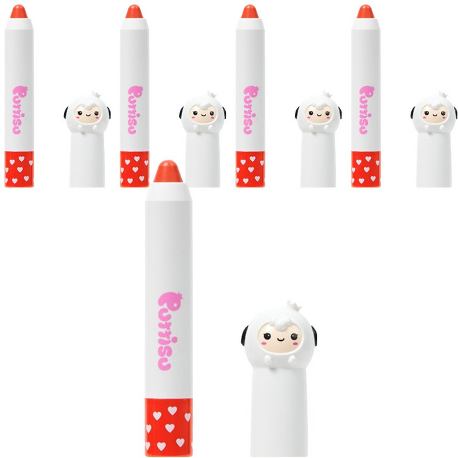 뿌띠슈 버터 립크레용 05 코코체리, 딸기향, 2.5g, 5개