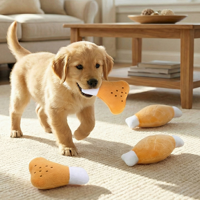 세이코코아 강아지 바베큐 장난감 4개 세트, 혼합색상, 1세트