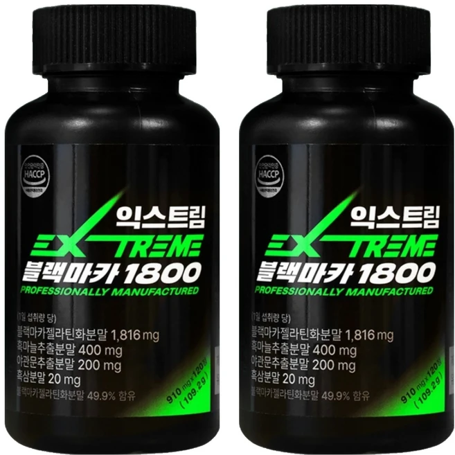 익스트림 블랙마카 1800 109.2g, 120정, 2개 - 쿠팡