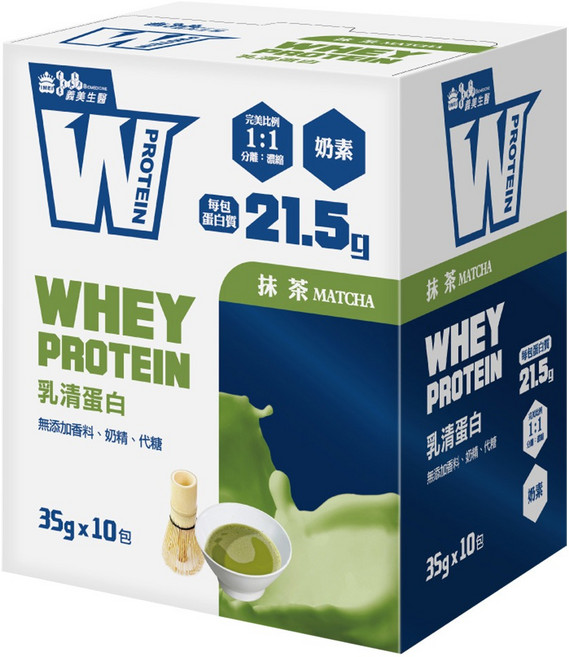 義美生醫 W PROTEIN乳清蛋白飲 抹茶, 350g, 1盒