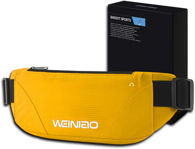 배곧인터내셔널 헬스 클라이밍 러닝 초슬림 가방 멀티힙색, 옐로우, 1개
