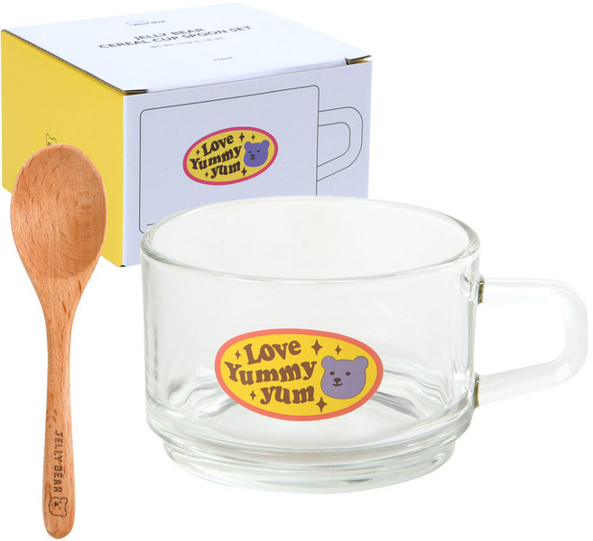 데일리라이크 젤리 베어 시리얼 컵 스푼 세트, 혼합색상, 1세트