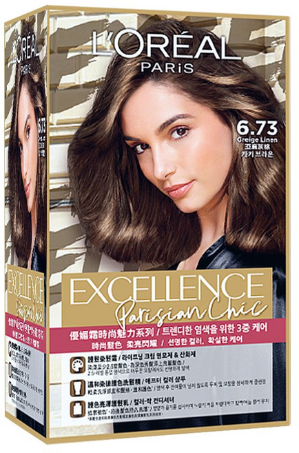 L'OREAL PARiS 巴黎萊雅 台灣公司貨 優媚霜時尚魅力系列 染髮霜, 6.73 亞麻灰棕, 1盒