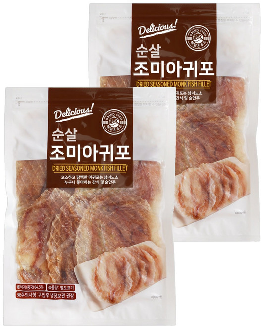해맑은푸드 조미 순살 아귀포 대, 300g, 2개