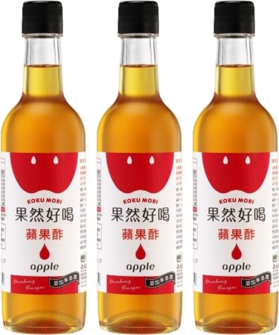 KOKUMORI 穀盛 果然好喝蘋果酢, 360ml, 3瓶