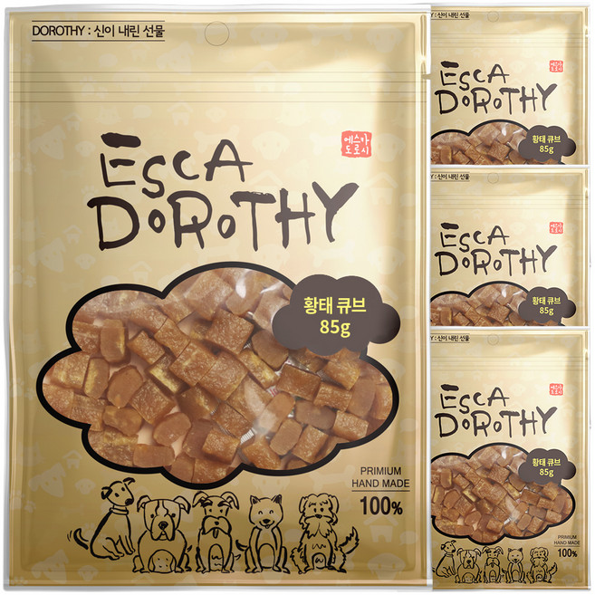 에스카도로시 반려동물 국내산 수제간식, 황태큐브 맛, 85g, 4개