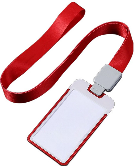 빅벅 프리미엄 메탈 목걸이 사원증 슬라이딩 케이스, 레드, 1개