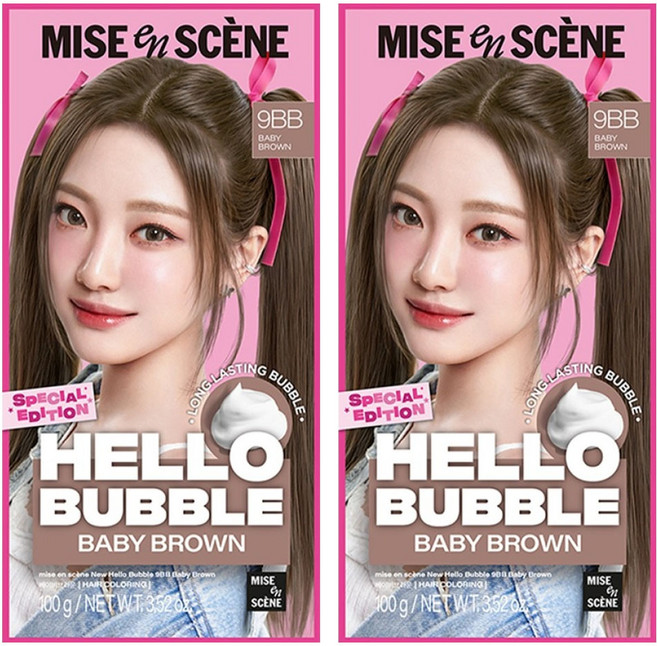 미쟝센 뉴 헬로버블 염모제 100g, 9BB 베이비브라운, 2개