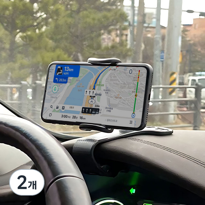 808 2in1 차량 계기판 스마트폰 거치대 번호판 기능제공, 2개, 블랙