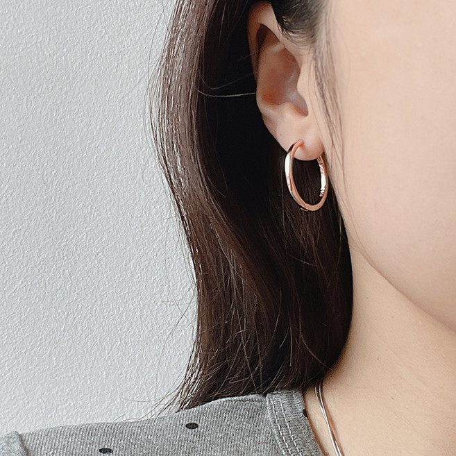 젤루나 여성용 심플 라운드 원터치 링귀걸이 P-265