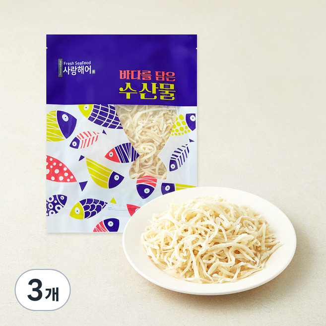 사랑해어 백진미채, 3개, 200g