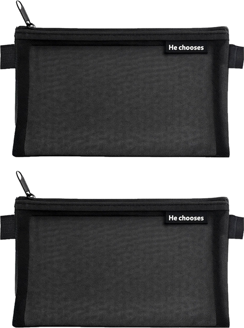 메쉬 파우치형 필통, 블랙, 2개