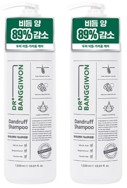닥터방기원 댄드러프 비듬케어 탈모샴푸, 1L, 2개