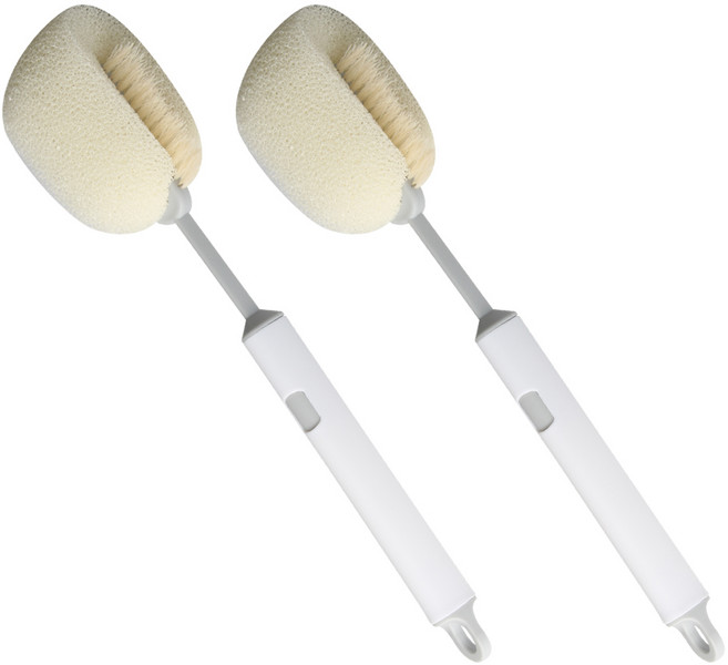 아이메이트 2in1 물병 텀블러 세척솔, 화이트, 2개
