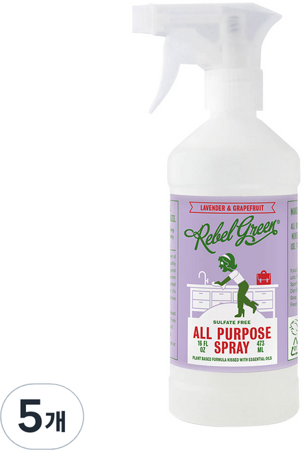 리벨그린 다목적 세정제 라벤더 자몽향, 5개, 473ml