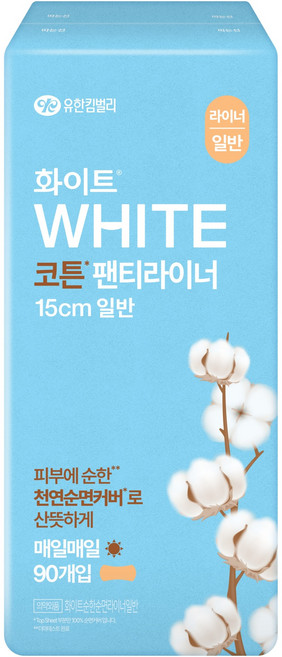 화이트 코튼 팬티라이너, 일반, 90개입, 1개