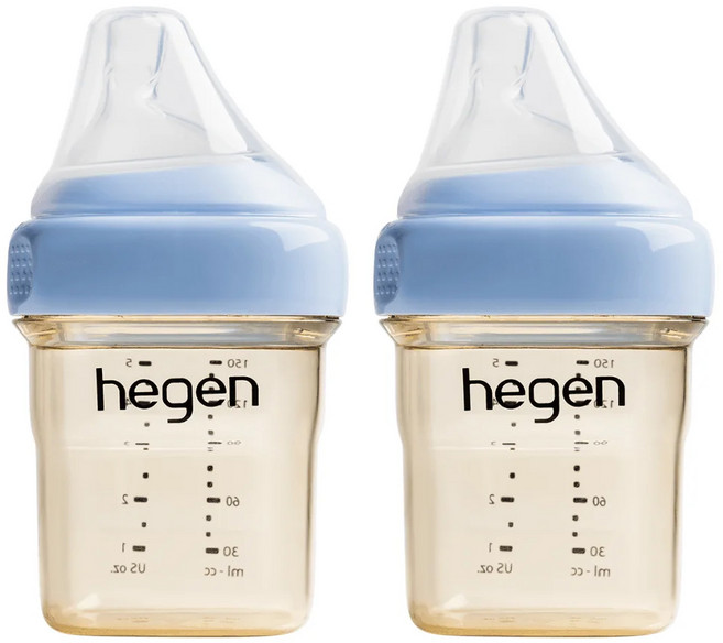 hegen 金色奇蹟 PPSU 多功能方圓型寬口奶瓶, 沁藍色, 150ml, 2個