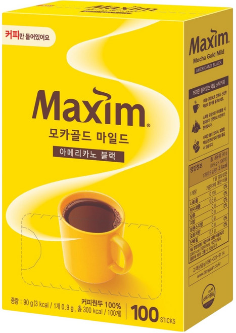 맥심 모카골드 마일드 블랙커피 원두커피스틱, 900mg, 100개입, 1개