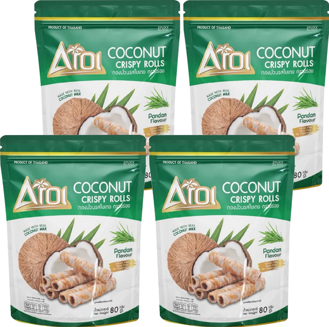 泰國 AROI 香蘭風味椰子捲, 80g, 4包