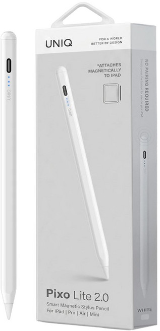 UNIQ Pixo Lite 2.0 質感充電主動式磁吸觸控筆 三代 165.5 x 9 mm 13g, 白色, 1支