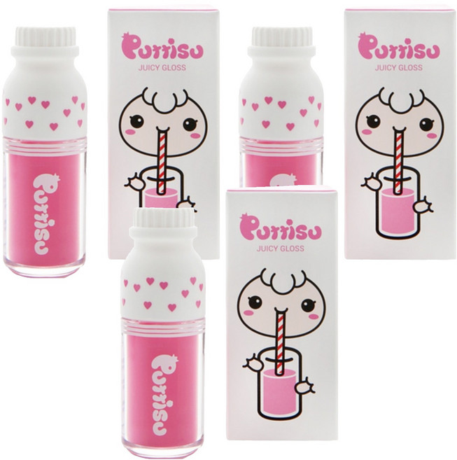 뿌띠슈 컬러풀 쥬시글로스 02 3.2g, 핑크버블검, 3개