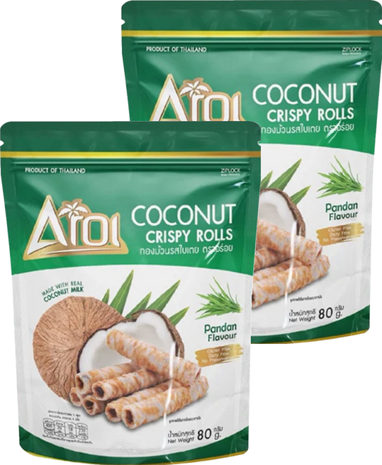 泰國 AROI 香蘭風味椰子捲, 80g, 2包
