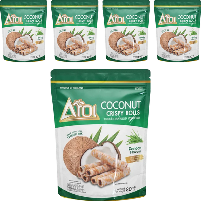 泰國 AROI 香蘭風味椰子捲, 80g, 5包