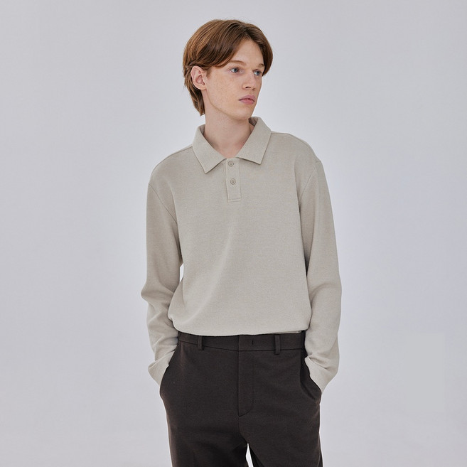 MIND BRIDGE 男士保暖刷毛鬆餅格紋翻領T恤 MZTS7101