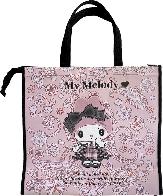ASUNAROSYA MY MELODY 美樂蒂 購物袋 40 x 38.5 x 17cm, 庫洛米 美樂蒂 粉色 + 紫色, 1個