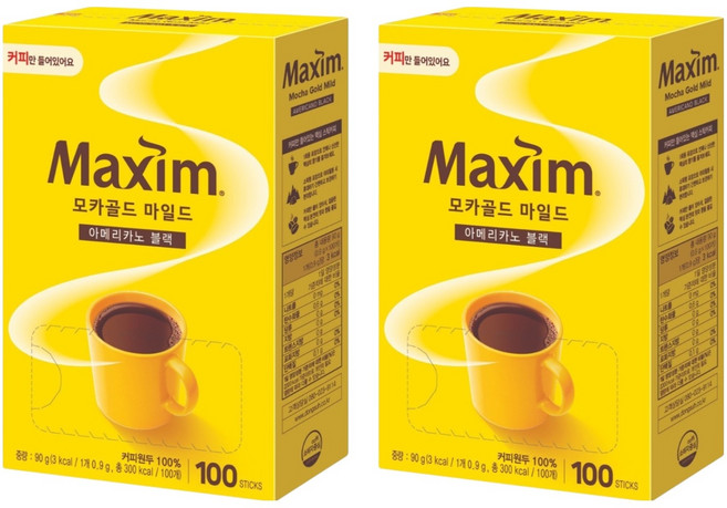 맥심 모카골드 마일드 블랙커피, 900mg, 100개입, 2개