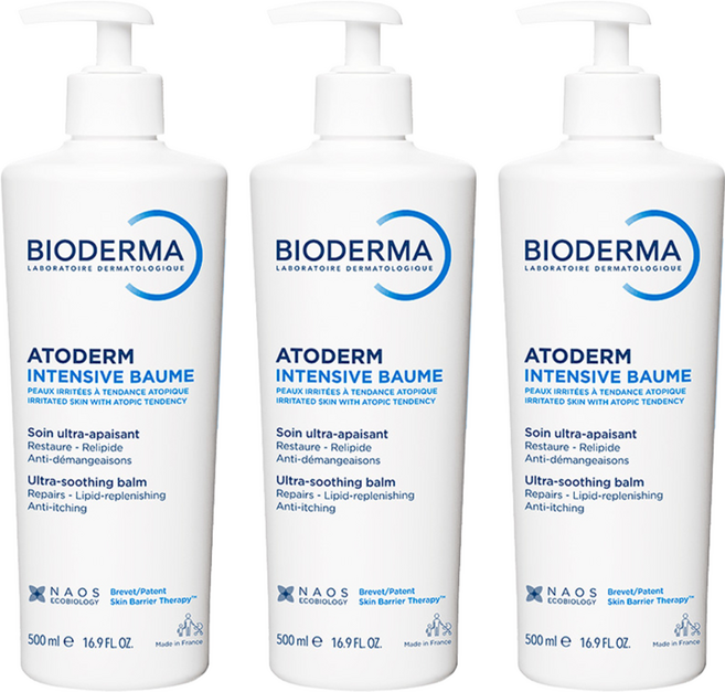 BIODERMA Atoderm強效舒益修護精華乳, 500ml, 3瓶