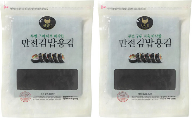 MANJUN 兩次烘烤韓式飯捲專用海苔, 115g, 2包