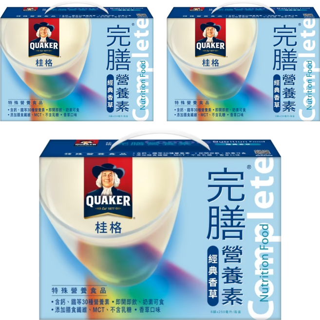 QUAKER 桂格 完膳 營養素禮盒 香草口味 8罐, 2L, 3盒